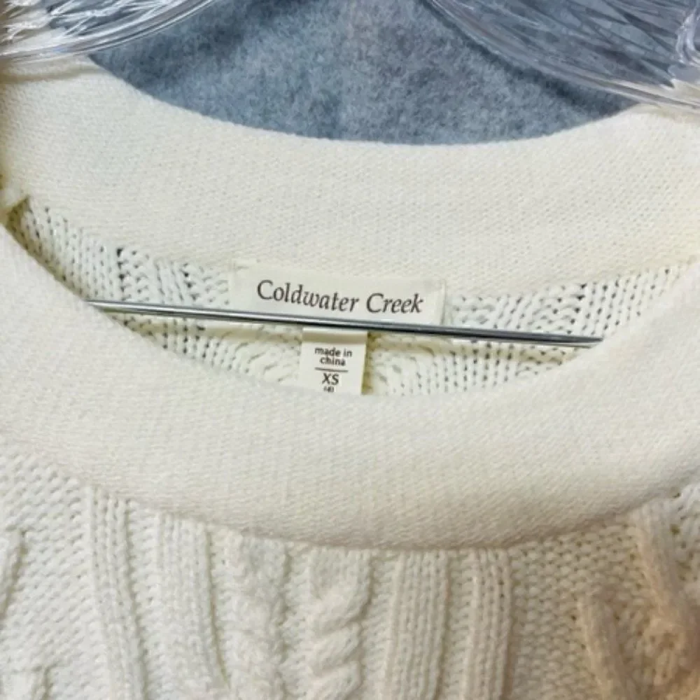Coldwater Creek white cable knit sweater Size XS 4 Excellent Condition